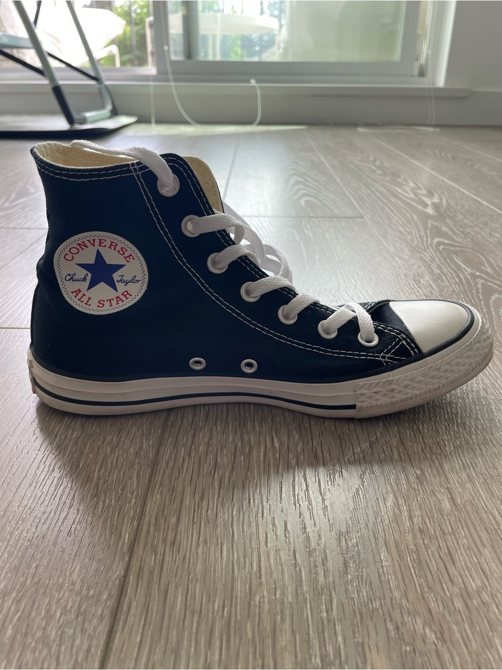 Converse Black High-Top Canvas Sneakers with White Trim - Picture 3 of 8